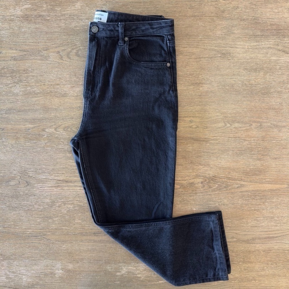 Reformation Liza Ultra High Rise Cropped Jean-Sz 31-Black-Straight Stretch Denim